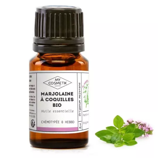 Aceite esencial de mejorana bio con conchas